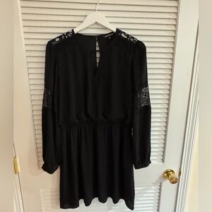 Express Black Dress with Lace Accents